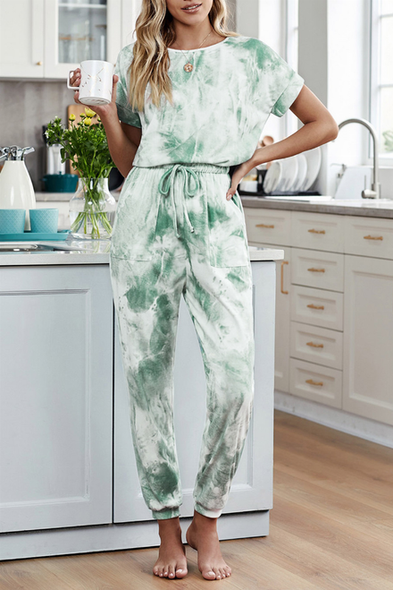 Casual chic Pocketed Tie-dye Jumpsuit