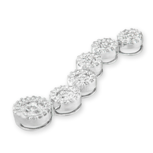 14 Karat White Gold 1 Carat Total Diamond Weight Diamond Cluster Journey Pendant Necklace 