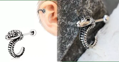 316L Stainless Steel Curved Snake Cartilage Earring