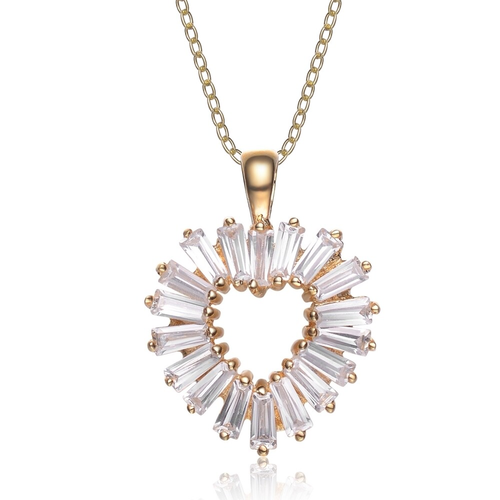 Collette Z Sterling Silver Cubic Zirconia Gold Plating Clear Necklace