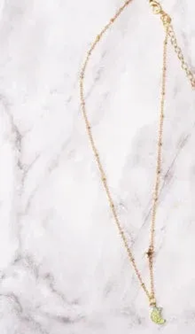 Talking To The Moon Iridescent Druzy Quartz Pendent Gold Necklace