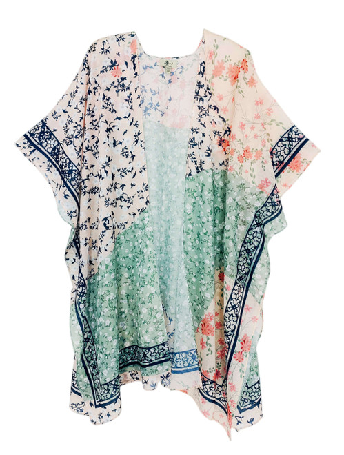 Aqua Daisy Patchwork Kimono