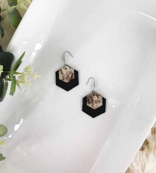 Charcoal Genuine Leather Earrings 