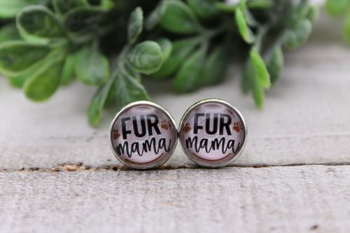 FUR Mama || 12mm Glass Stud Earrings