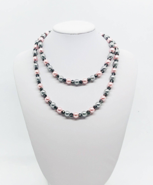 30" Glass Bead and Pearl Necklace