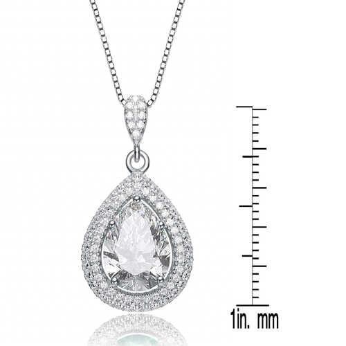 Collette Z Sterling Silver Clear Cubic Zirconia Pear Pendant Necklace