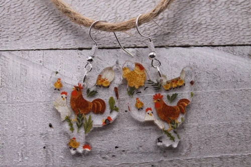 Chickens Acrylic Dangle Earrings