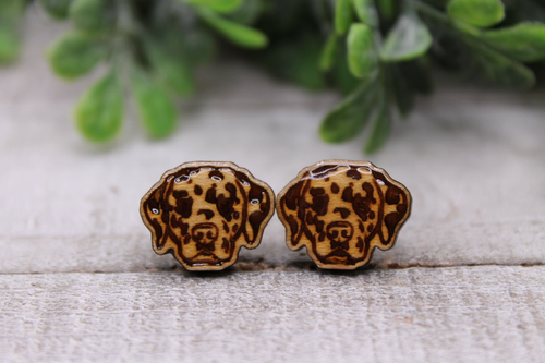 Dalmatian Dog Breed || Wood Stud Earrings