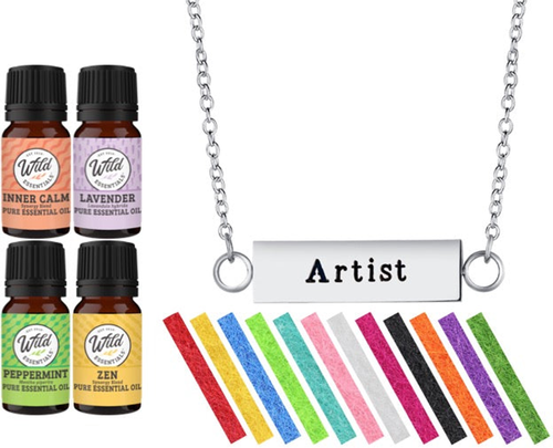 Necklace Diffusers With Oils Bar Pendant (Stainless Steel)