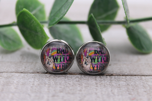 Bad Witch Vibes || Glass Stud Earrings || Hypoallergenic
