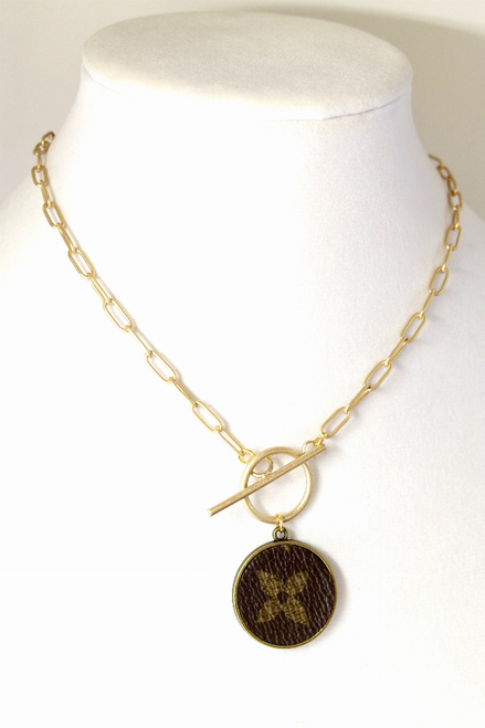 LV Again -Matte Gold Toggle Necklace LV Logo