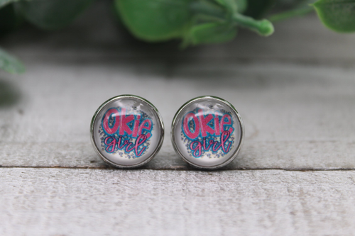 Okie Girl  Glass Stud Earrings