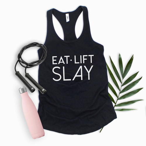 EAT LIFT SLAY Motivational Workout Tank Top for Women