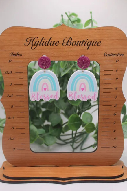 Blessed Rainbow Dangle Stud Earrings