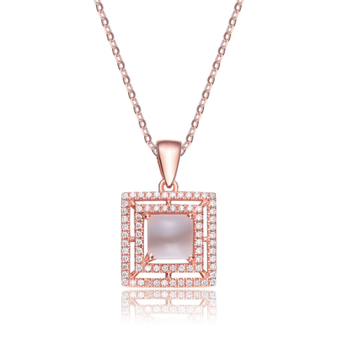 Collette Z Rose Goldplated Sterling Silver Cubic Zirconia Square Necklace