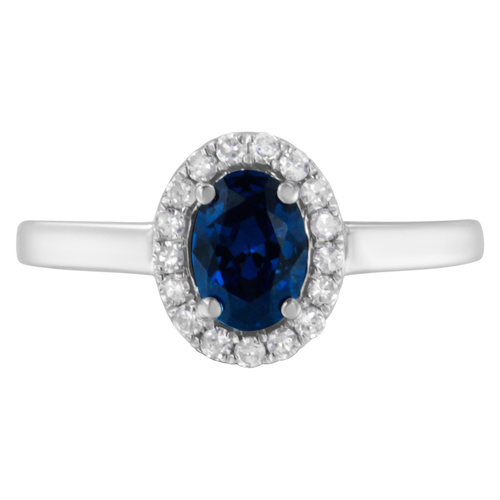 10K White Gold 1/5 Cttw Round Diamond and Prong Set 7MM Gemstone Halo Cocktail Ring (H-I Color, I1-I2 Clarity)