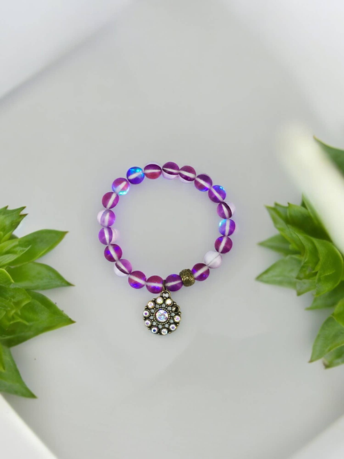 Mermaid Aurora Bead Stretchy Charm Bracelet 
