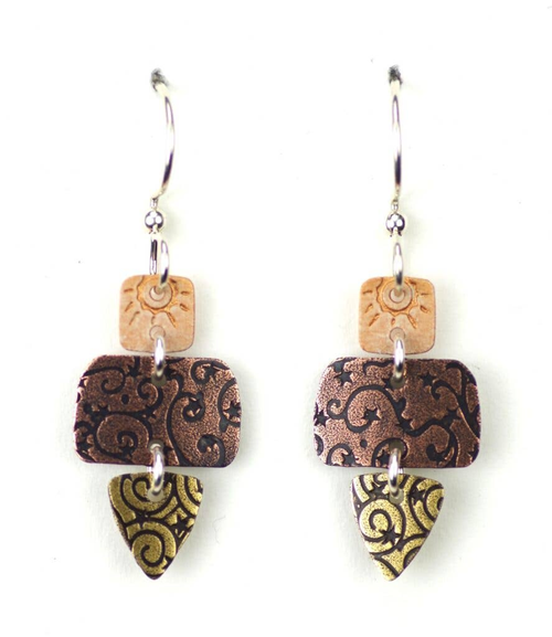 Three Part Copper Patterned with Gold Triangle