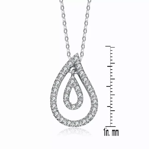 Collette Z Sterling Silver White Cubic Zirconia Teardrop Pendant