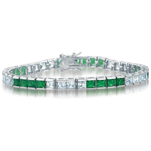 Collette Z Sterling Silver Green and Clear Cubic Zirocnia Skinny Bracelet