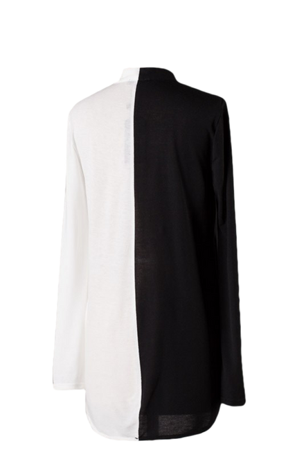 Soft Cotton Long Sleeves Wrap Color Block Top