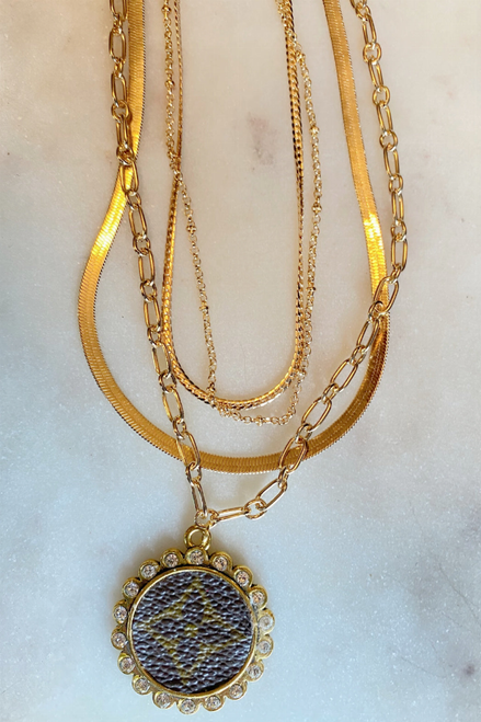 4 Layer Chain Necklace with Clover Charm