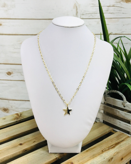 Chain & Pave Pendant Necklace 