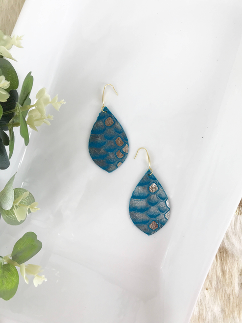 Python Snake Leather Dangle Earrings