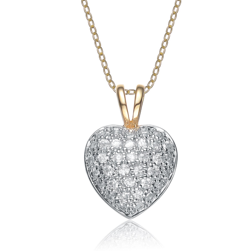 Collette Z Sterling Silver Gold plating clear White Cubic Zirconia Dangling Pendant Necklace