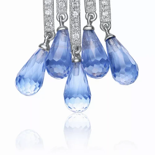 Collette Z Sterling Silver Cubic Zirconia Blue Drop Pendant