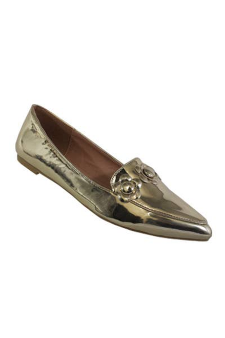 Yoki womens URBAN-363 METALLIC FLAT W/ FLOWER UPPER