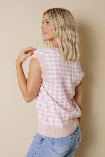 Houndstooth Vest Cardigan