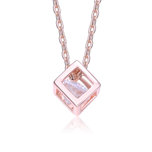 Collette Z Rose Gold Overlay Cubic Zirconia Cube Necklace