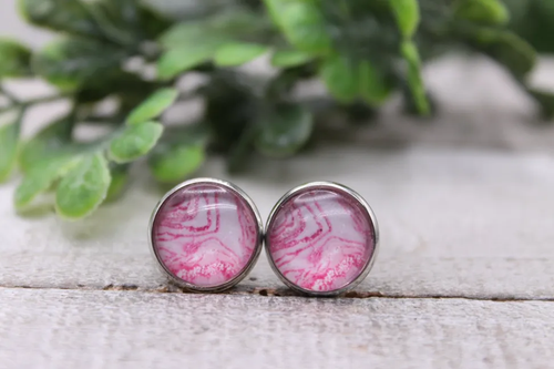 Pink Waves || Stud Earrings || Hypoallergenic