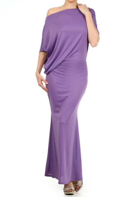 SHORT SLEEVES DOLMAN DRESS VIOLET