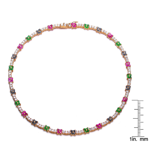 Collette Z Sterling Silver Multicolored Cubic Zirconia Necklace