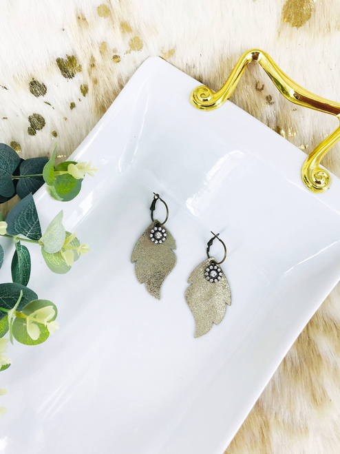 Platinum Leather Hoop Earrings 