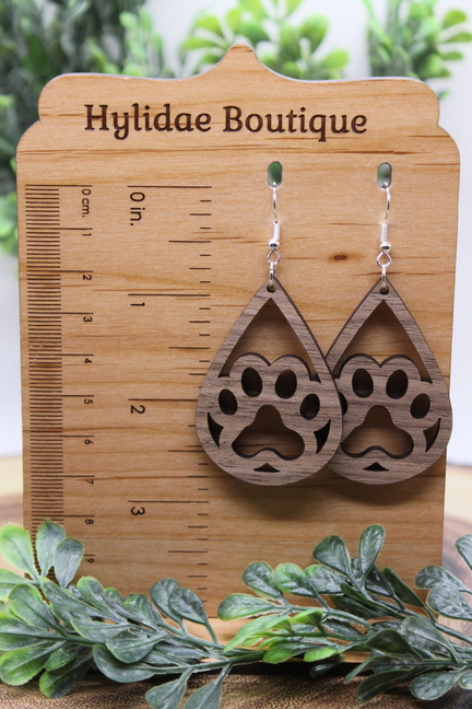 Paw Print Teardrop || Dangle Earrings