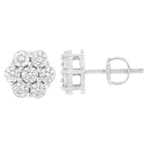 14 Karat White Gold 3/4 Carat Total Diamond Weight Diamond Composite Stud Earrings 