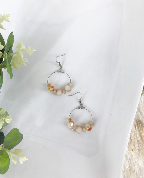 Glass Bead Hoop Earrings 