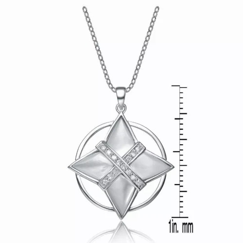 Collette Z Sterling Silver White and Black Cubic Zirconia Pendant