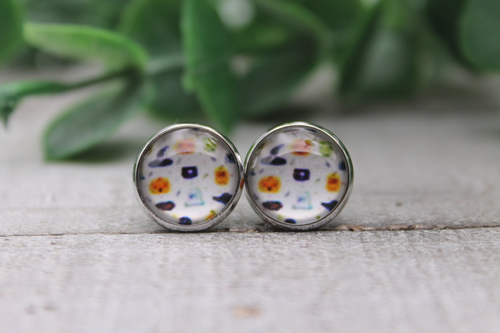Halloween Mix | Glass Stud Earrings | Hypoallergenic