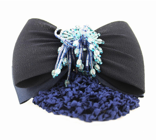Dangling Swarovski Beads on Fabric Bow Barrette + Snood