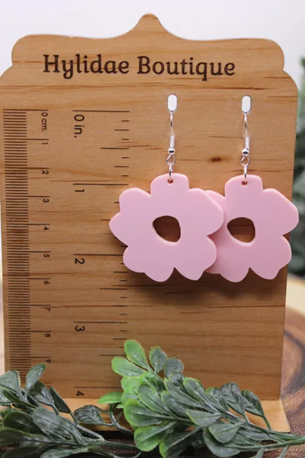 Pink Pastel Boho Flowers || Dangle Earrings || Hypoallergenic