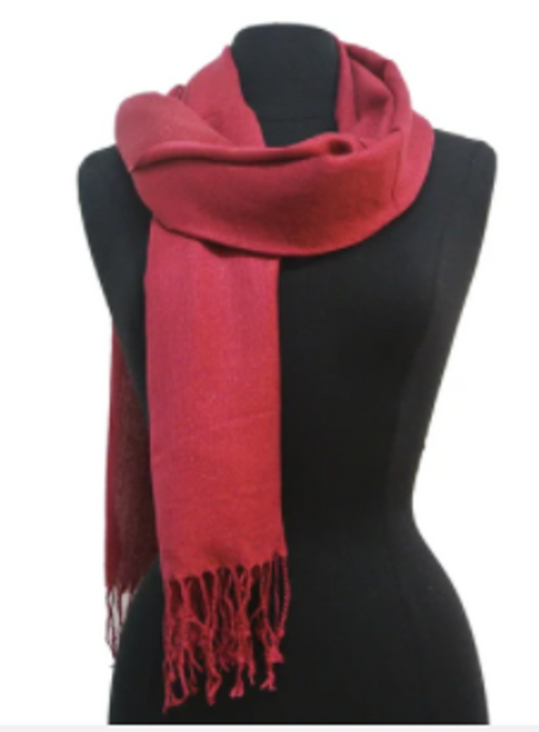 Solid Color Metallic Pashmina Red