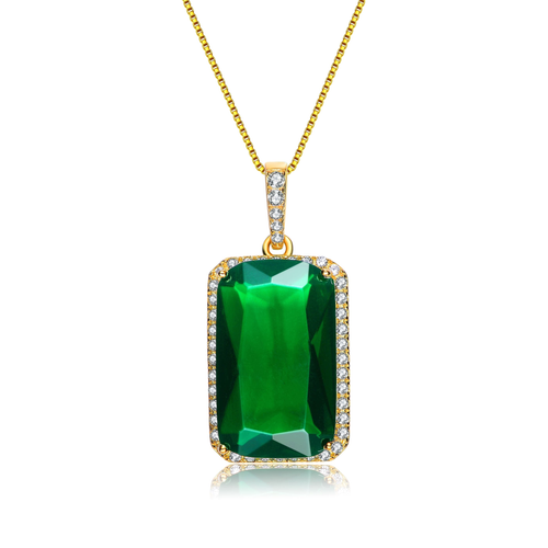 Collette Z Gold Overlay Green Cubic Zirconia Solitaire Necklace