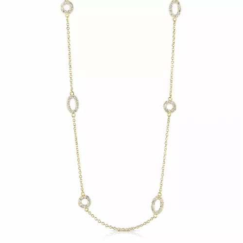 Collette Z Sterling Silver gold plated Clear Cubic Zirconia Layered Necklace