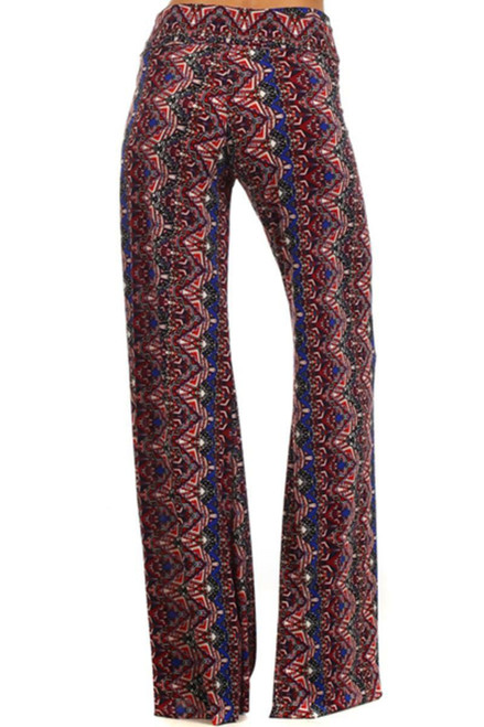 Tribal Border Print Self Banded Palazzo Pants