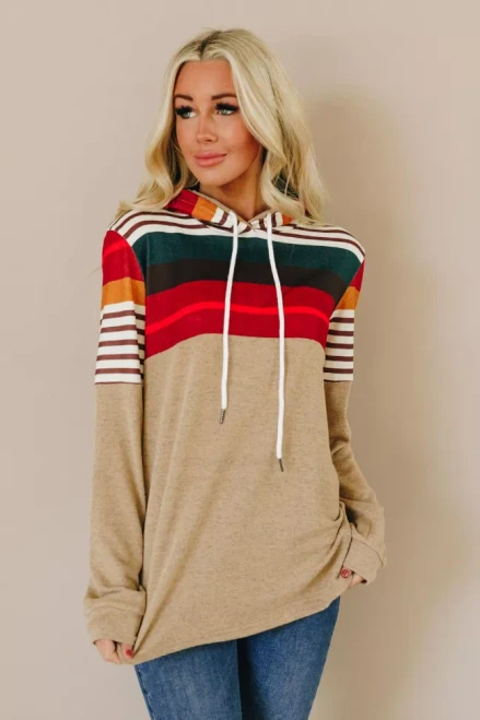 Take Time Striped Color Block Hoodie