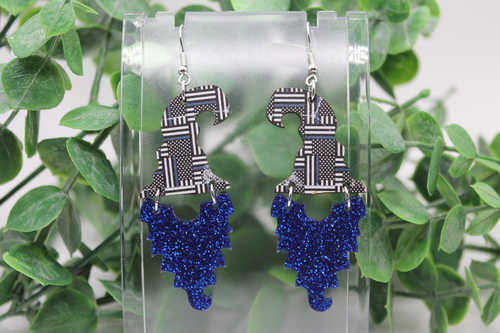 Blue Line Flag Gnome || Acrylic Dangle Earrings